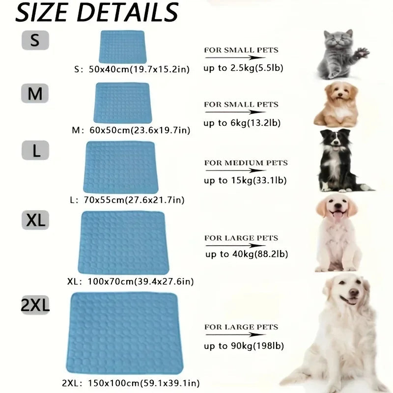 Cooling Summer Dog and Cat Mat - Breathable, Washable Pet Bed for Small, Medium, and Large Dogs - Ideal for Sofa and Car Use