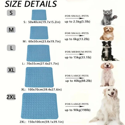 Cooling Summer Dog and Cat Mat - Breathable, Washable Pet Bed for Small, Medium, and Large Dogs - Ideal for Sofa and Car Use