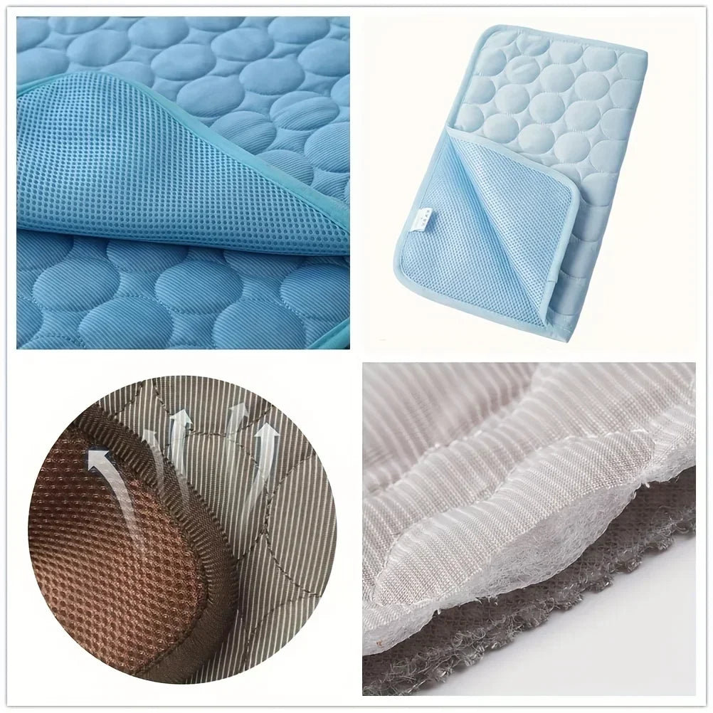 Cooling Summer Dog and Cat Mat - Breathable, Washable Pet Bed for Small, Medium, and Large Dogs - Ideal for Sofa and Car Use