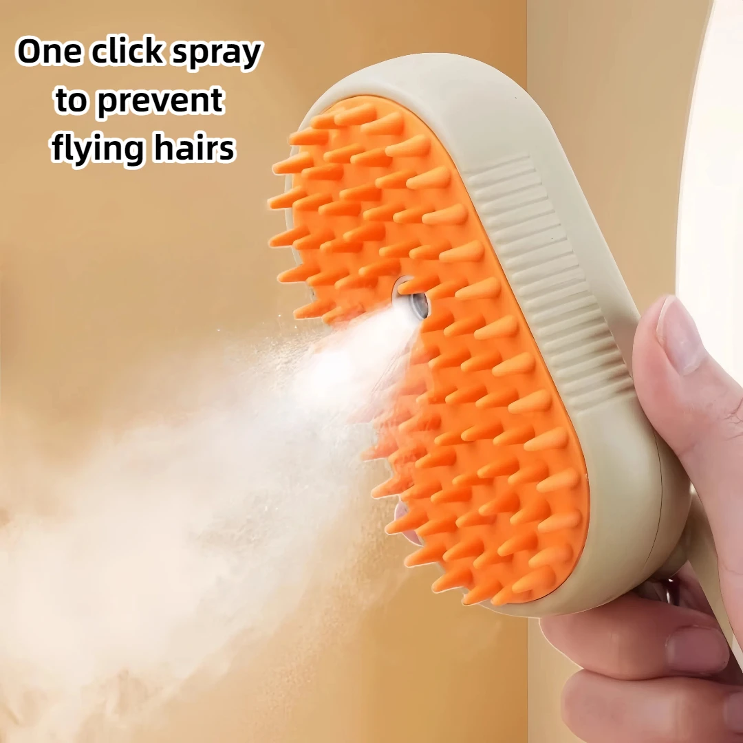Cat & Dog Steam Brush Electric Spray 3 In1 Brush for Massage Pet Grooming Removing Tangled and Loose Hair
