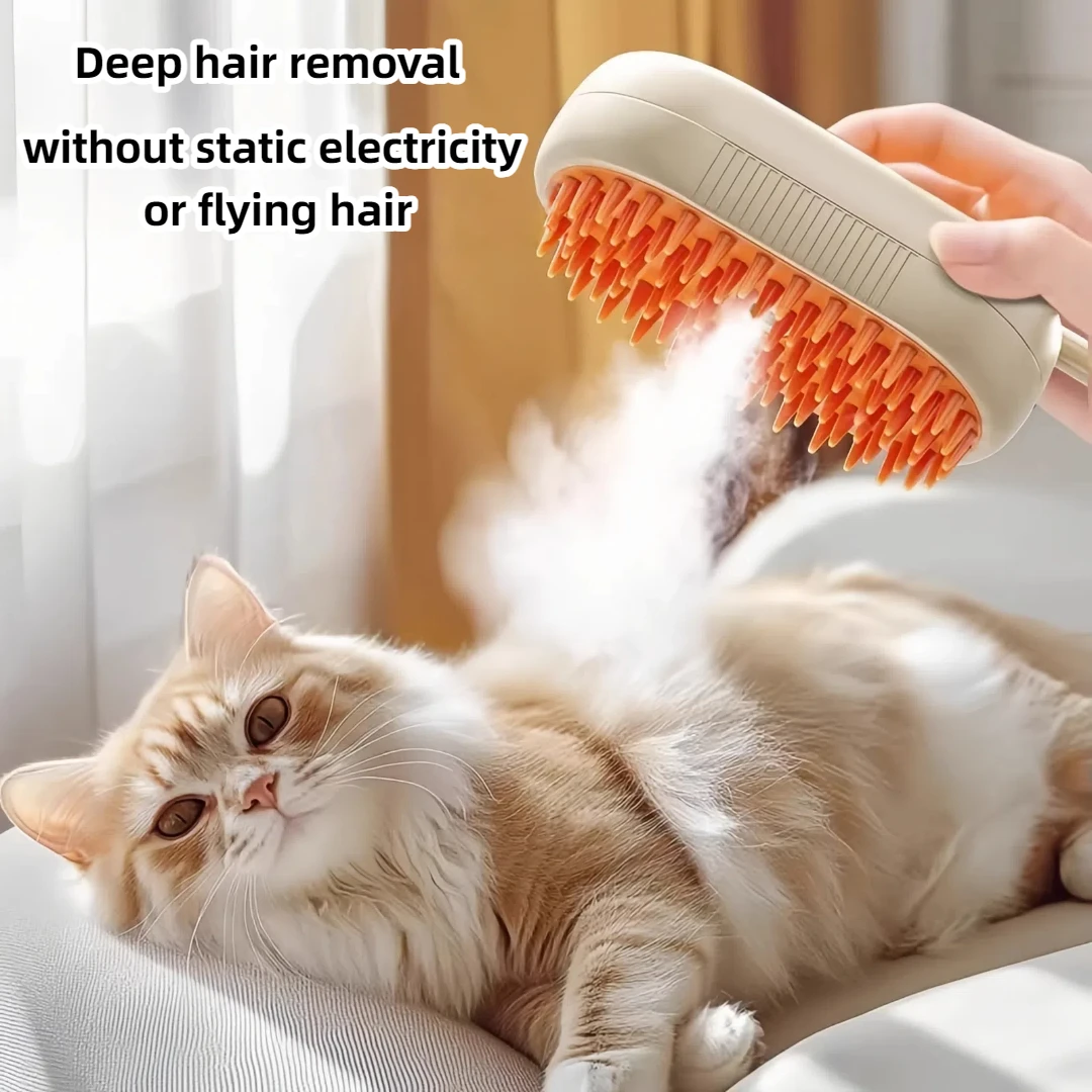 Cat & Dog Steam Brush Electric Spray 3 In1 Brush for Massage Pet Grooming Removing Tangled and Loose Hair