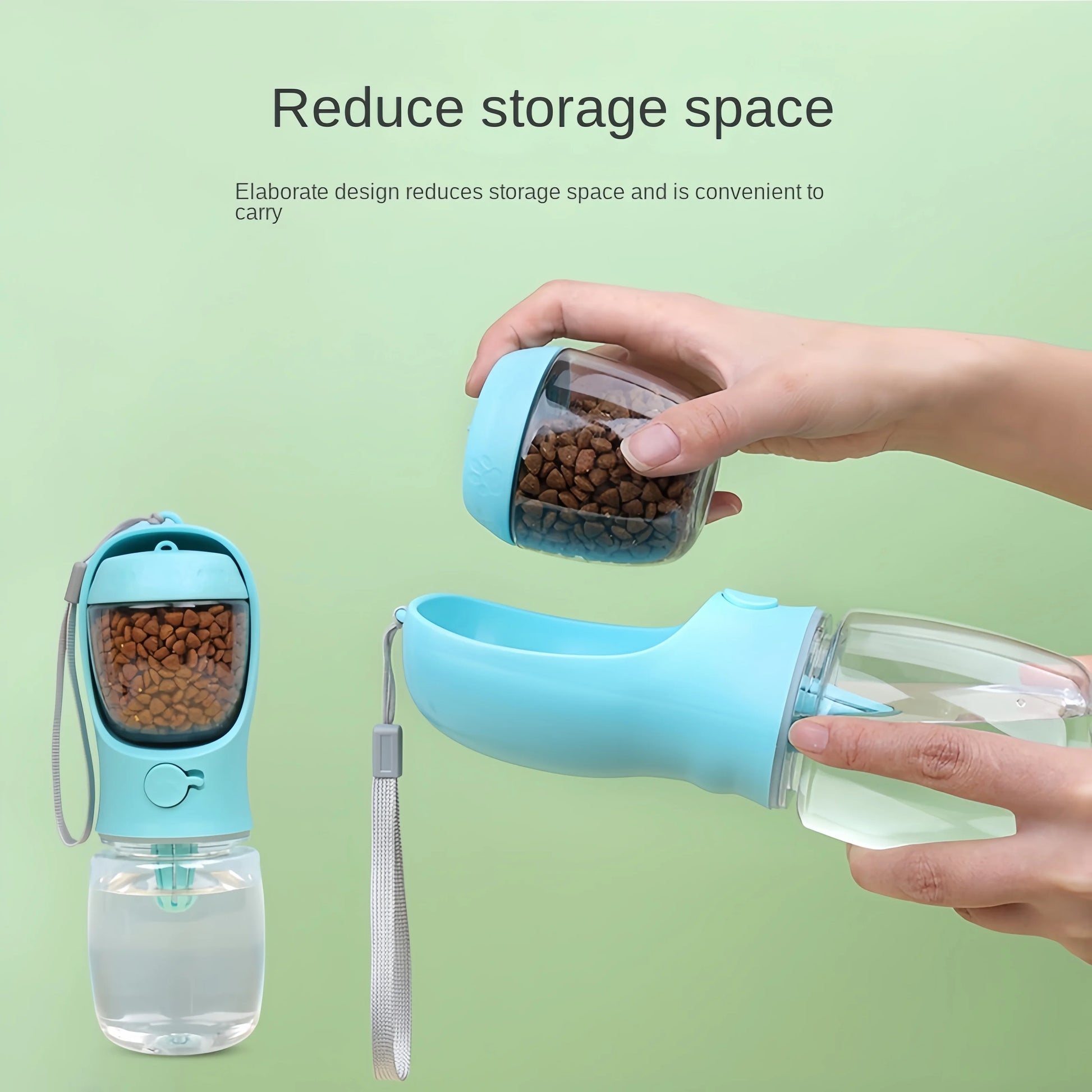 Portable Water Bottle with Food Container for cats and dogs