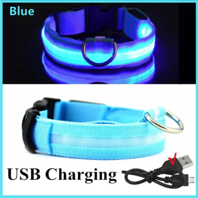 LED Dog Collar Adjustable Flashing Rechargeable