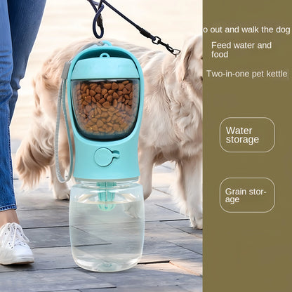 Portable Water Bottle with Food Container for cats and dogs