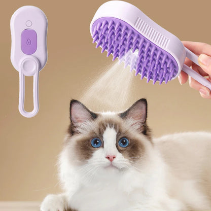 Cat Steam Brush Electric Spray Cat Hair Brush 3 In1 Dog Steamer Brush for Massage Pet Grooming Removing Tangled and Loose Hair